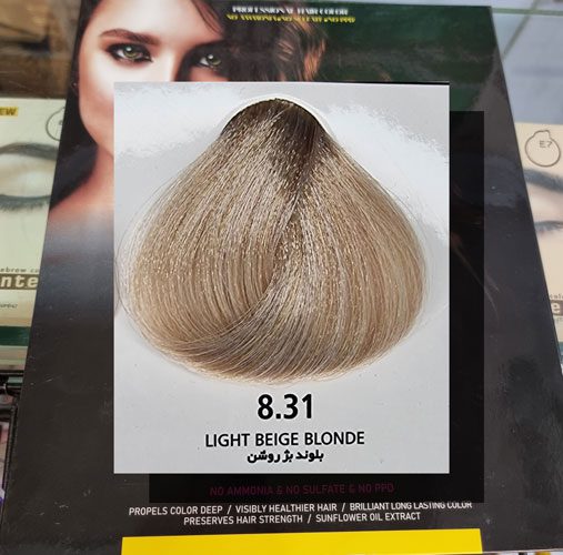 رنگ مو  بدون امونیاک اولیا لایف سری بژ شماره 8.31 رنگ بلوند بژ روشن